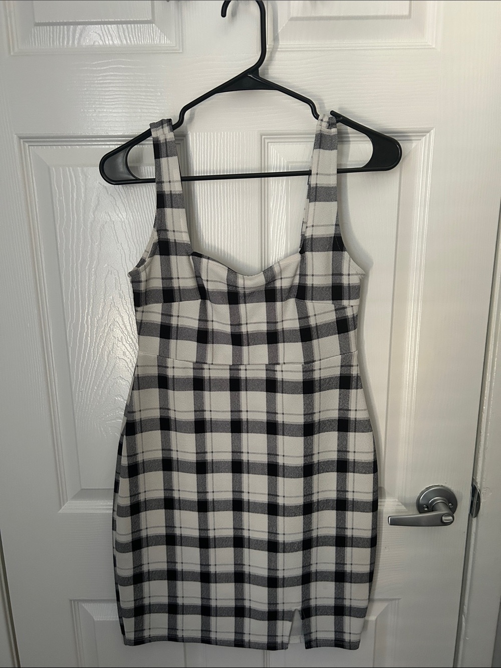 Almost Famous Black & White Plaid Mini Dress